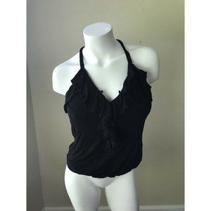 Anthropologie Bordeaux​  Black Ruffle Tank Top Sm